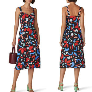 Hunter Bell Anderson Black Floral Linen Dress - Size 8